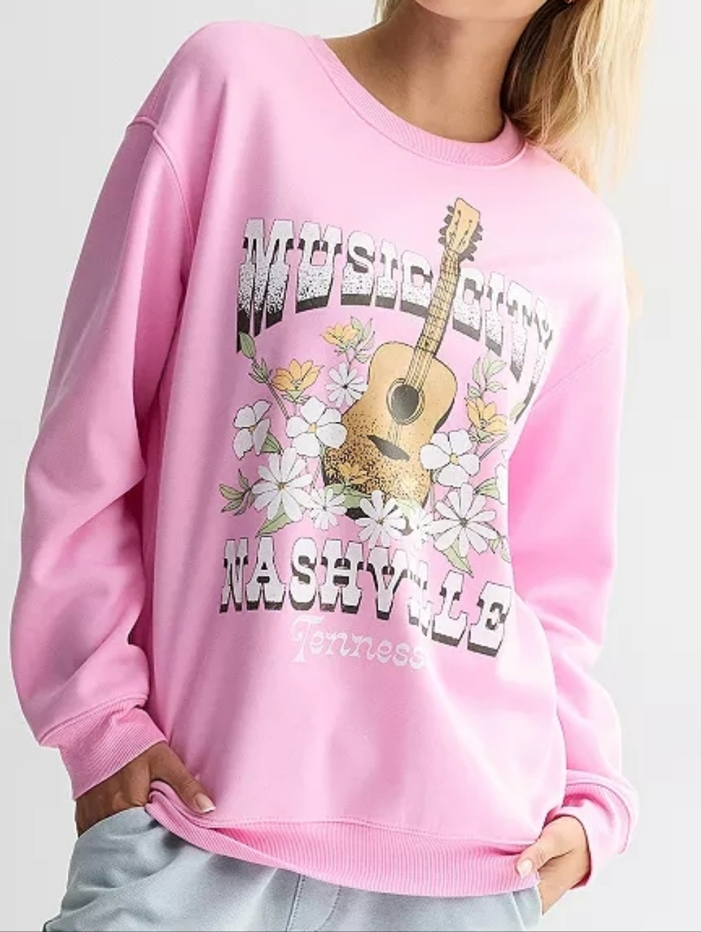 Juniors' Graphic Music City Nashville Fleece Pullover